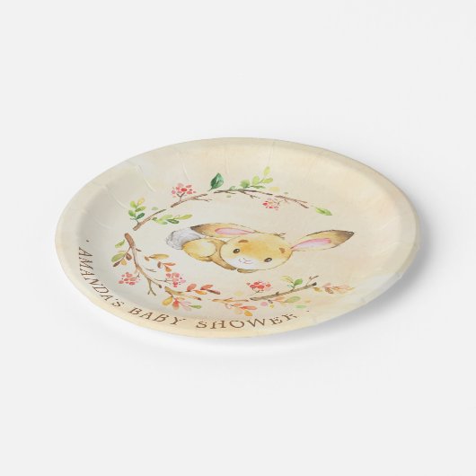 甘く小さいバニーのベビーシャワー7"プレート ペーパープレート (アングル)
