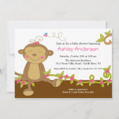 甘く小さい猿のベビーシャワーの招待状 招待状 (正面)