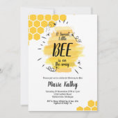甘く小さい蜂は方法ベビーシャワーにあります 招待状 (正面)
