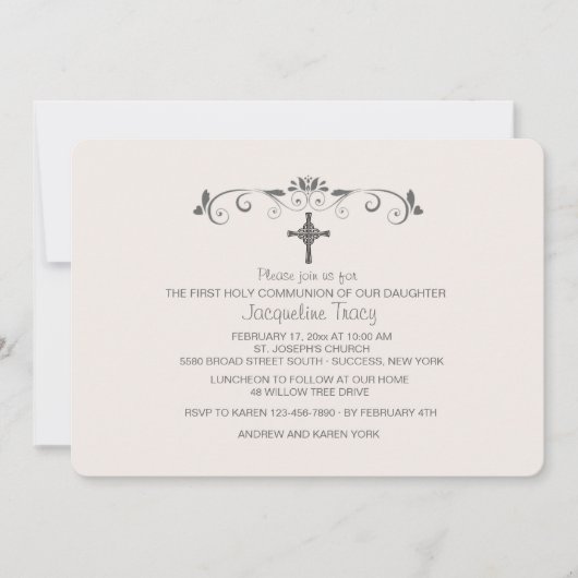 甘く小さい1匹のピンクの宗教招待状 招待状 (正面)