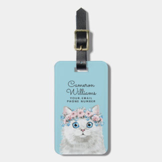 甘く白い花猫は|あなたの名前を加えます ラゲッジタグ