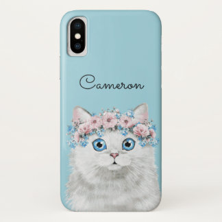 甘く白い花猫は|あなたの名前を加えます iPhone X ケース