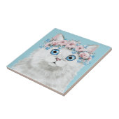 甘く白い花猫 タイル (側面)