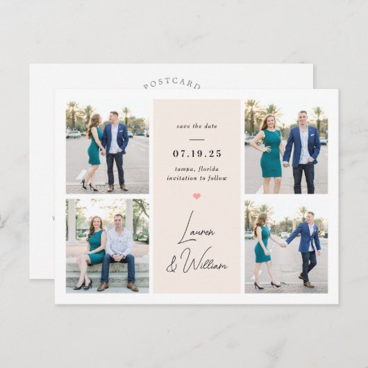 甘く署名された結婚式の日付はがきを保存 ポストカード (正面/裏面)