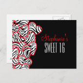 甘く赤いシマウマのハートの菓子16の誕生日の郵便はがき ポストカード (正面/裏面)