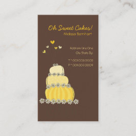 甘く黄色いウエディングケーキのカスタムなプロフィールカード/ 名刺