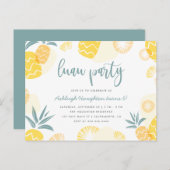 甘く黄色いパイナップルルアウ(ハワイ式宴会)の誕生会 インビテーションポストカード (正面/裏面)