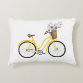 甘く黄色い自転車の装飾用クッション アクセントクッション (正面)