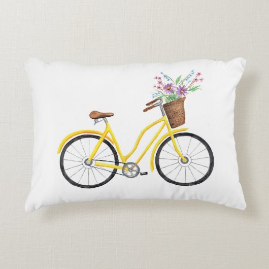 甘く黄色い自転車の装飾用クッション アクセントクッション (正面)