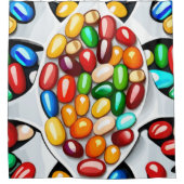 甘さのスペクトル：ジェリービーンズのテクニカラー シャワーカーテン (正面)