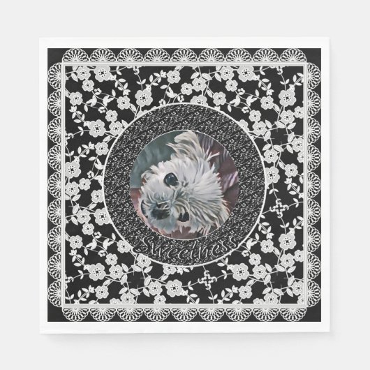 甘さ – 黒 – 写真 – 正方形 – 写真 – テンプレート- スタンダードランチョンナプキン (正面)