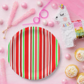 甘しょの色赤と白の緑のストライプ ペーパープレート (パーティー)