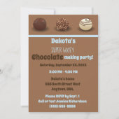 甘すごいいチョコレート作り誕生日パーティーブルー 招待状 (正面)