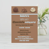 甘すごいいチョコレート作り誕生日パーティーブルー 招待状 (スタンド正面)