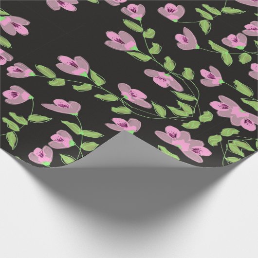 甘すごいい贈り物のラップ黒とピンク ラッピングペーパー (角)