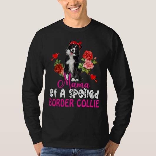 甘やかされたコリー縁どの可愛い犬の弓のタイのマ Tシャツ (正面)