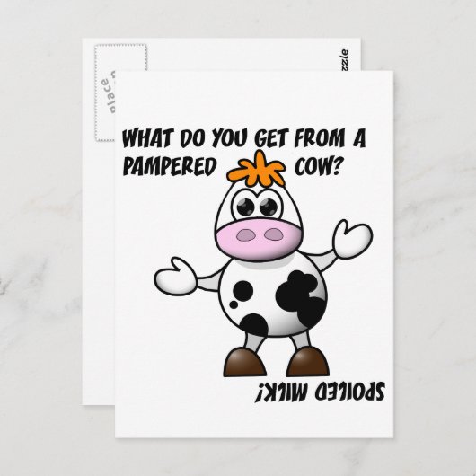 甘やかされた牛のジョークのはがき ポストカード (正面/裏面)