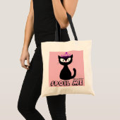 "甘やかして" かわいい黒猫 ヒルダの子猫 トートバッグ (正面(商品))