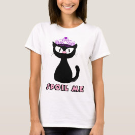 甘やかして 可愛い黒のキャラクター プリンセス 猫 Tシャツ