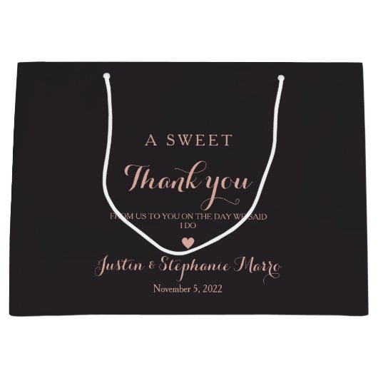 甘エレガントい感謝結婚の言葉パーソナライズされた ラージペーパーバッグ (正面)