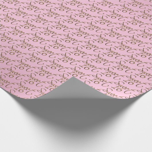 甘エレガントい16インチのピンクと金ゴールド ラッピングペーパー (角)