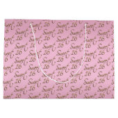 甘エレガントい16インチのピンクと金ゴールド ラージペーパーバッグ (裏面)