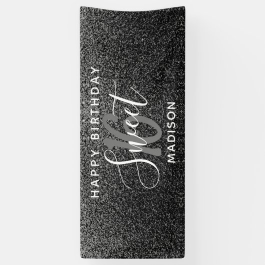 甘エレガントい16ブラックシルバーフェイクグリッター名 横断幕 (縦)