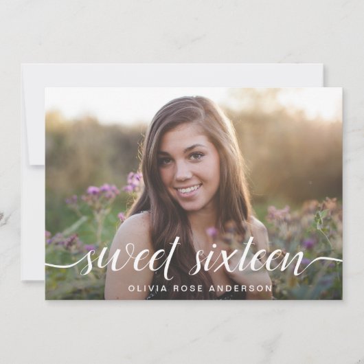 甘エレガントい16両面フォトバースデーパーティー 招待状 (正面)