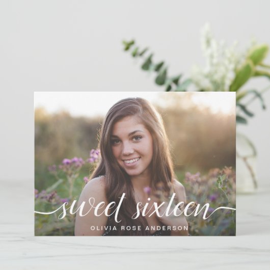 甘エレガントい16両面フォトバースデーパーティー 招待状 (スタンド正面)