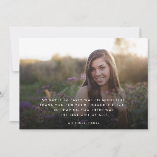 甘エレガントい16両面フォト誕生日ありがとう サンキューカード (裏面)