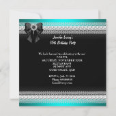 甘エレガントい16十六ティール(緑がかった色)ブルーダイアモンレース 招待状 (裏面)