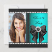 甘エレガントい16十六ティール(緑がかった色)ブルーダイアモンレース 招待状 (正面)