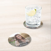 甘エレガントい16歳の誕生日の色あせミニマル写真 ラウンドペーパーコースター (インサイチュ)