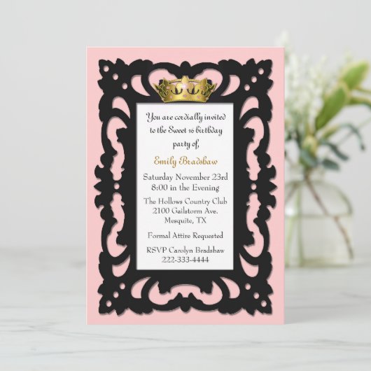 甘エレガントい16誕生日パーティーの招待状 招待状 (スタンド正面)