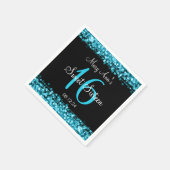 甘エレガントい16誕生日パーティースパクルズターコイズ スタンダードカクテルナプキン (角)