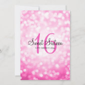 甘エレガントい16誕生日ピンクグリッターライト 招待状 (裏面)