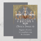 甘エレガントい16誕生日招待状 招待状 (正面/裏面)