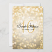 甘エレガントい16誕生日金ゴールドグリッターライト 招待状 (裏面)