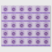 甘エレガントい16誕生日、パープルグリッター&ストライプ ラッピングペーパー (フラット)