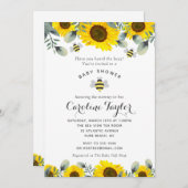 甘エレガントいCan Bee Sunflowers赤ちゃんシャワー 招待状 (正面/裏面)