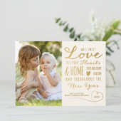 甘エレガント愛金ゴールド型クリスマスフォトアイボリー シーズンカード (スタンド正面)