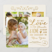 甘エレガント愛金ゴールド型クリスマスフォトアイボリー シーズンカード (正面/裏面)