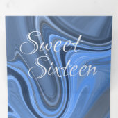 甘エレガント液体マーブル |瑪瑙ブルー 三つ折り招待状 (内部最初)