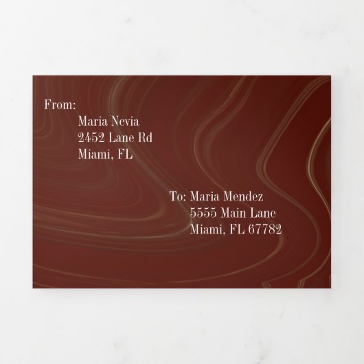 甘エレガント液体マーブル | Agate Burgundy 三つ折り招待状 (カバー)