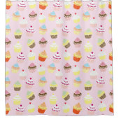 甘カラフルいカップケーキ柄シャワーカーテン シャワーカーテン (正面)