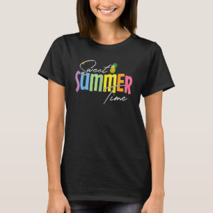 甘カラフルい夏の時間グラフィックパイナップルバカ Tシャツ