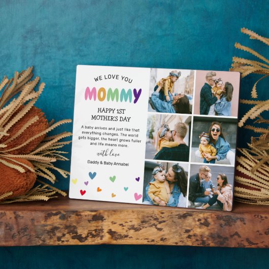 甘カラフルい母の日の写真コラージュ フォトプラーク (側面)