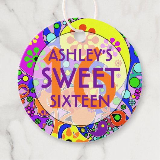 甘カラフルい16歳の誕生日パーティー フェイバータグ (正面)