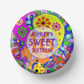 甘カラフルい16歳の誕生日パーティー ペーパーボウル (正面)