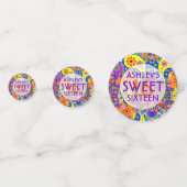 甘カラフルい16誕生日背景 コンフェッティ (正面)